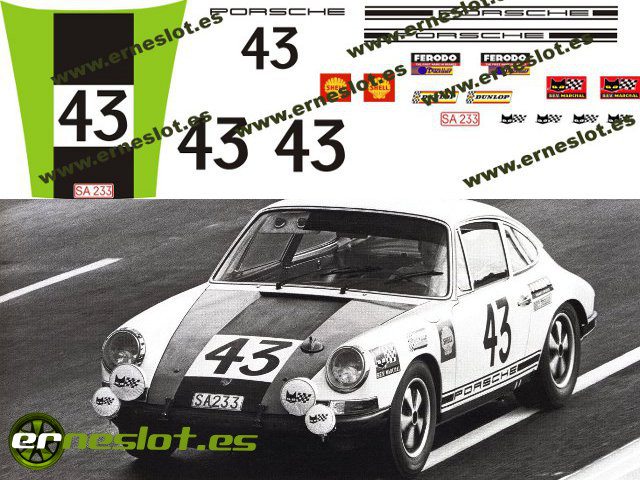 Porsche 911 T, Le Mans 24 hours 1698. 1/32 waterslide decal sheet