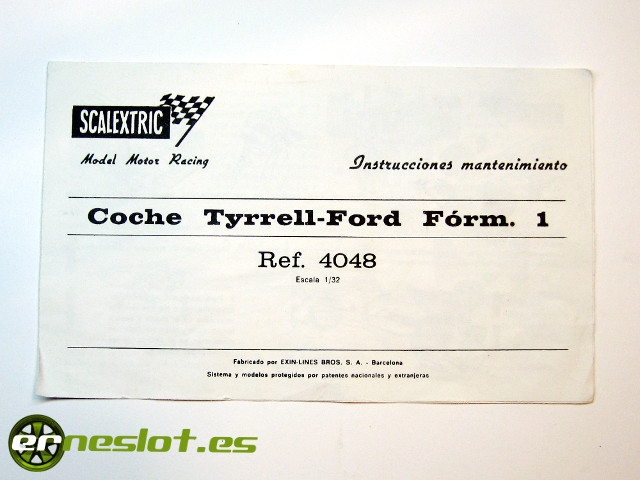 Instrucciones de mantenimiento Tyrrel-Ford F1 EXIN ref. 4048